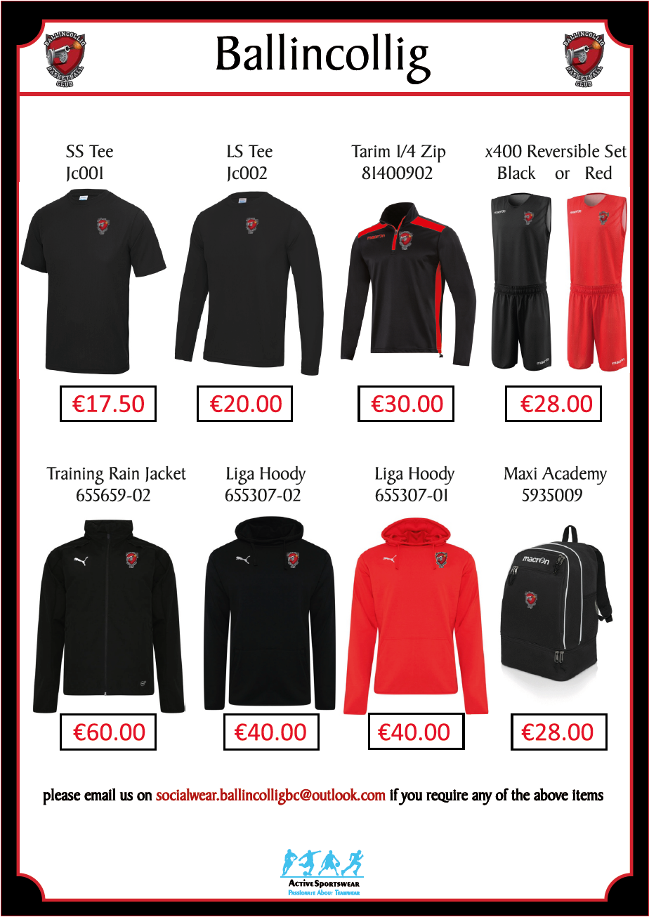 Catalog of social wear available in the on line store